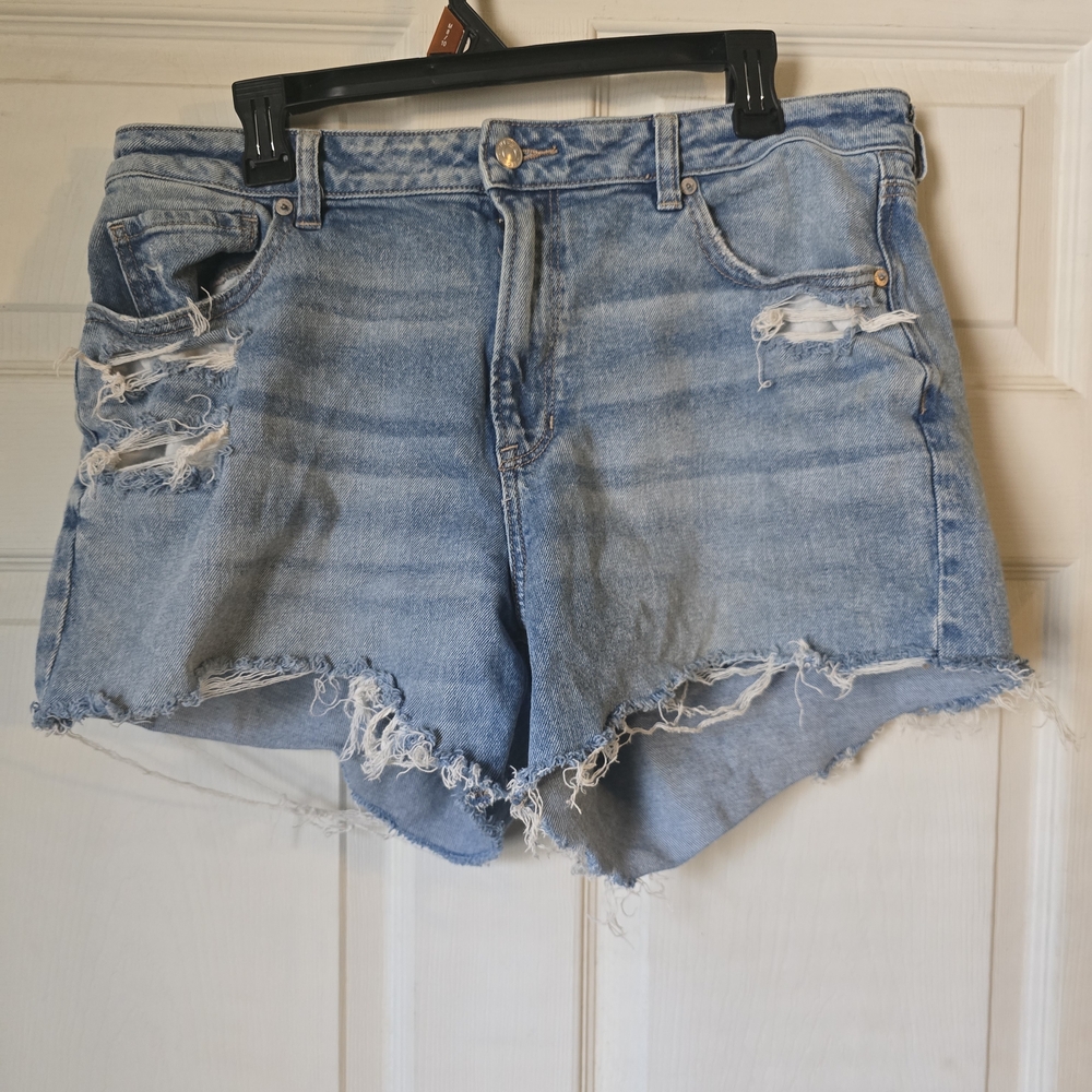 American Eagle Outfitters Light Blue Distressed Jean Shorts